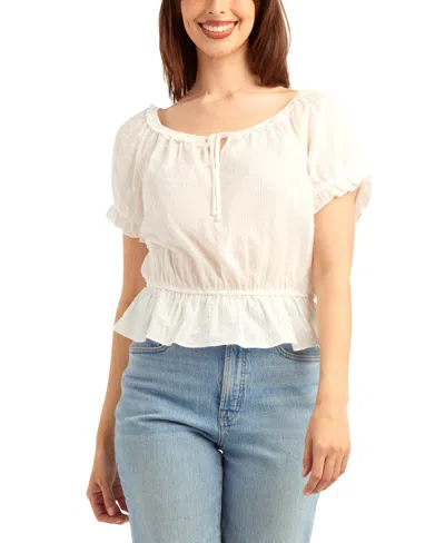 Bcx Women's Scoop Neck Novelty Top In White