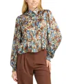 Bcx Women's Shadow Printed Collared Top In Multi