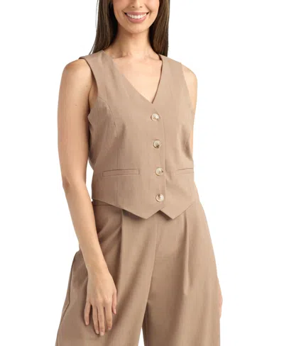 Bcx Women's Suiting V-neck Vest In Brown