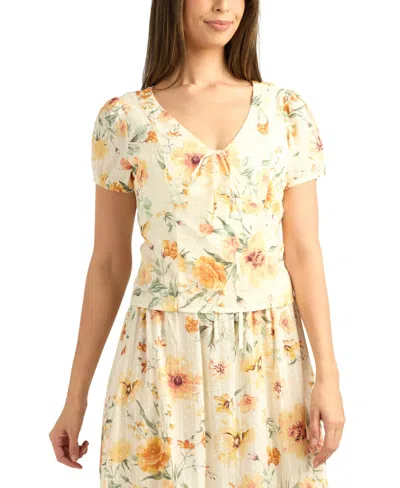 Bcx Women's Textured V-neck Top In Neutral