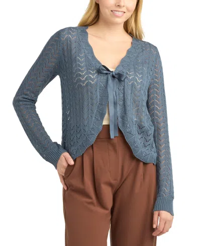 Bcx Women's Tie-front Bolero Sweater In Blue