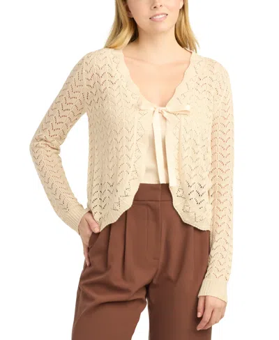 Bcx Women's Tie-front Bolero Sweater In Gold