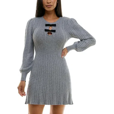 Bcx Womens Cable Knit Pointelle Sweaterdress In Grey