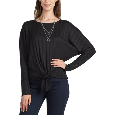 Bcx Women's Wide-rib Dolman-sleeve Tie-front Top In Black