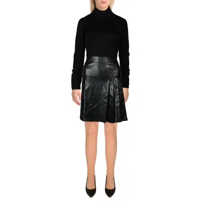 Bcx Womens Mixed Media Knit Mini Dress In Black