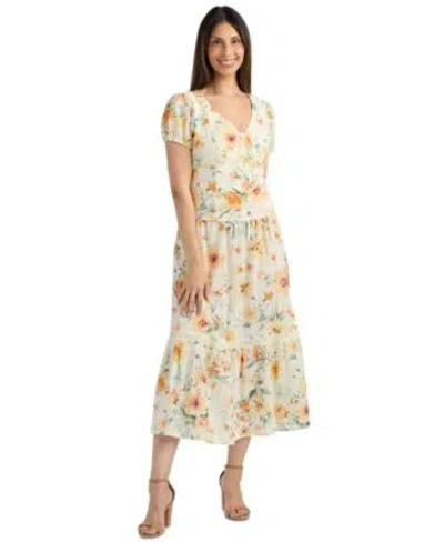 Bcx Womens Textured V Neck Top Skirt Set In Pat J