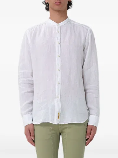 Bd Baggies Band-collar Cotton Shirt In White
