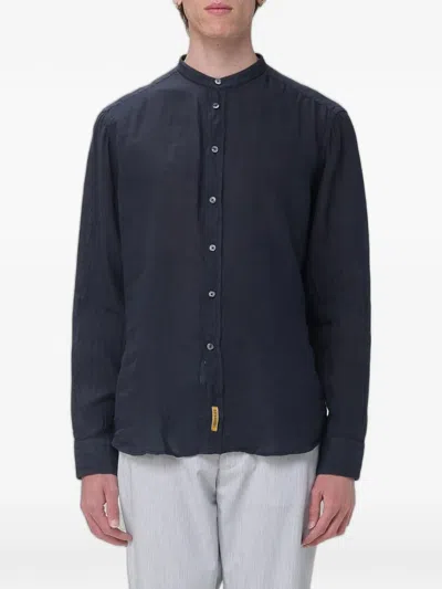 Bd Baggies Band-collar Long-sleeve Shirt In Blue