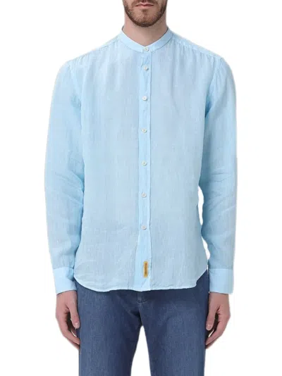 Bd Baggies Mandarin-collar Long-sleeve Shirt In Blue