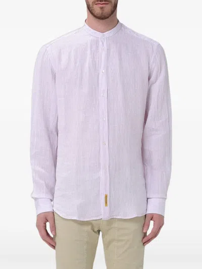 Bd Baggies Mandarin-collar Seersucker Shirt In Purple