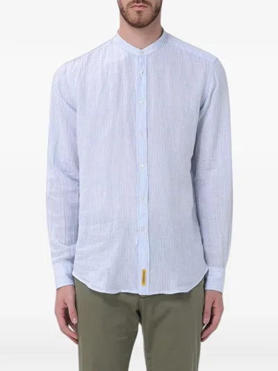 Bd Baggies Striped Grandad-collar Shirt In Blue