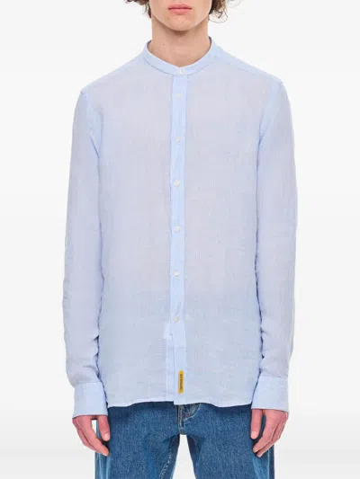 Bd Baggies Striped Mandarin-collar Shirt In Blue