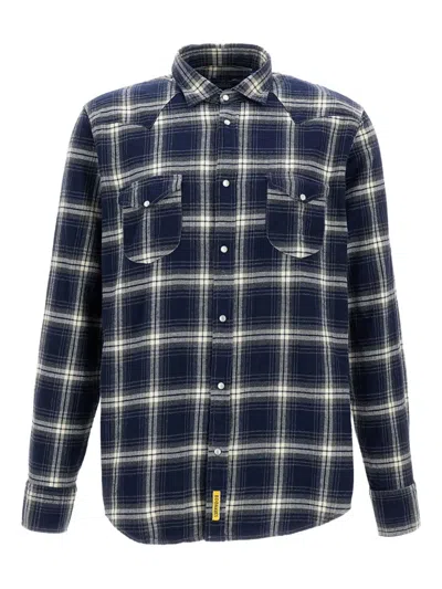 Bd Baggies Texas Plaid-pattern Pocket Shirt In Blue