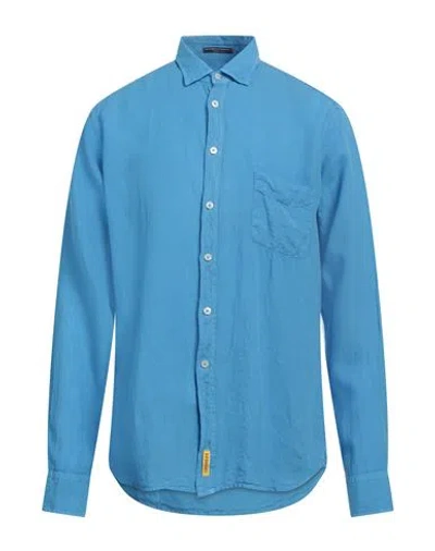 B.d.baggies B. D.baggies Man Shirt Azure Size L Linen In Blue