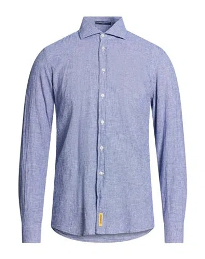 B.d.baggies B. D.baggies Man Shirt Blue Size Xxl Linen, Cotton