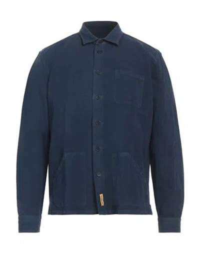 B.d.baggies B. D.baggies Man Shirt Midnight Blue Size Xl Cotton, Linen