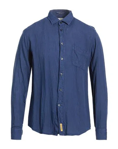 B.d.baggies B. D.baggies Man Shirt Navy Size M Linen In Blue