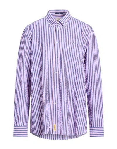 B.d.baggies B. D.baggies Man Shirt Pink Size 3xl Cotton, Linen In Purple