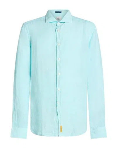 B.d.baggies B. D.baggies Man Shirt Turquoise Size S Linen In Multi