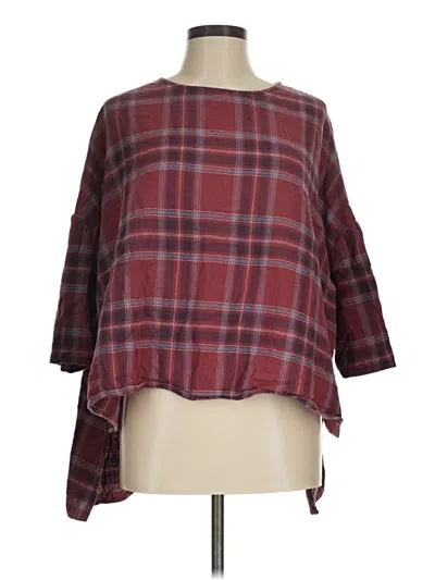 Pre-owned Bdg 3/4 Sleeve Blouse In Burgundy