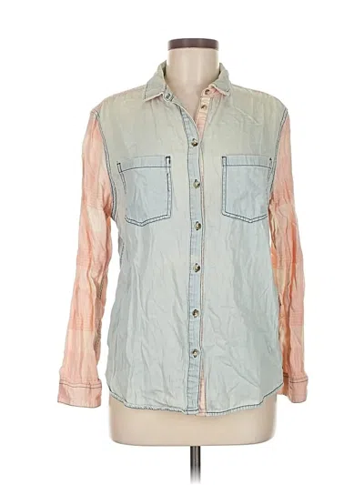 Pre-owned Bdg 3/4 Sleeve Button Down Shirt In Blue