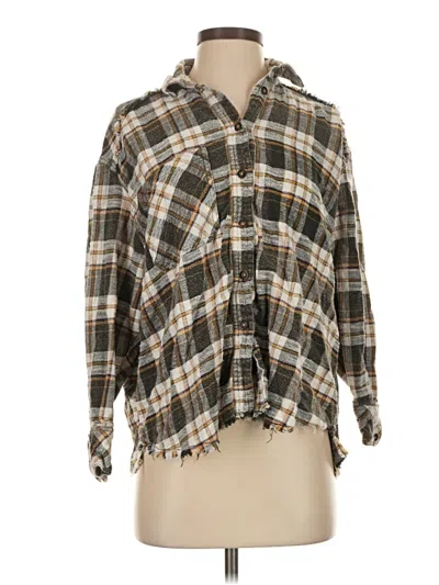 Pre-owned Bdg 3/4 Sleeve Button Down Shirt In Brown
