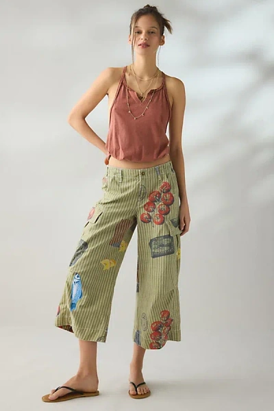 Bdg A Cut Above Cropped Wide Leg Pant In Green, Women's At Urban Outfitters