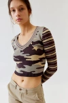 Bdg Addison V Neck Ribbed Knit Sweater In Assorted, Women's At Urban Outfitters