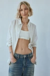 Bdg Alex Breezy Cotton Oversized Button-down Shirt In Pale Gingham, Women's At Urban Outfitters In Easy Gingham