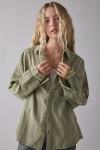 Bdg Alex Oversized Cotton Button-down Shirt In Green, Women's At Urban Outfitters In Green