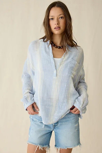 Bdg All You Need Semi-sheer Gauze Oversized Popover Shirt Top In Blue, Women's At Urban Outfitters