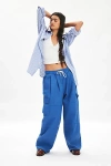 Bdg Anderson Pull-on Wide Leg Cargo Pant In Navy, Women's At Urban Outfitters