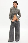 Bdg Ariella Denim Western Shirt Top In Grey, Women's At Urban Outfitters In Grey