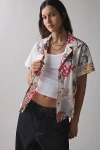 Bdg Asher Printed Souvenir Short Sleeve Button-down Shirt In Diner Print, Women's At Urban Outfitters In Dinner Food