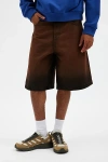 Bdg Astro Baggy Washed Denim Jort In Chocolate, Men's At Urban Outfitters