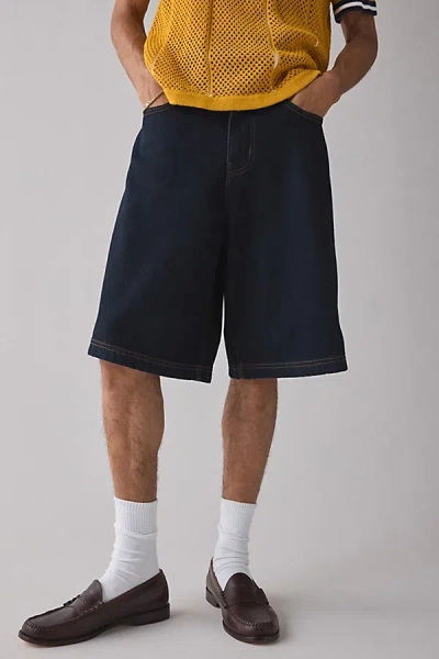 Bdg Astro Baggy Denim Jort In Rinse Indigo, Men's At Urban Outfitters In Blue