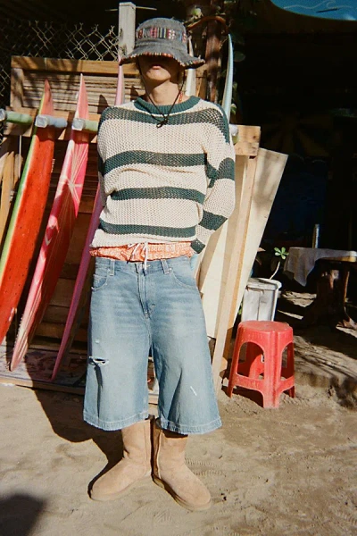 Bdg Astro Baggy Washed Denim Jort In Blue, Men's At Urban Outfitters