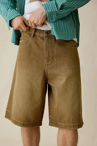 Bdg Astro Baggy Washed Denim Jort In Caramel, Men's At Urban Outfitters In Brown