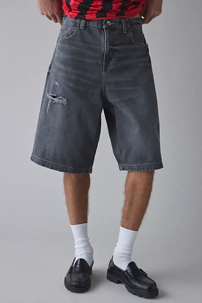 Bdg Astro Baggy Washed Denim Jort In Grey, Men's At Urban Outfitters