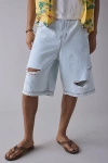 Bdg Astro Baggy Washed Denim Jort In Light Blue, Men's At Urban Outfitters