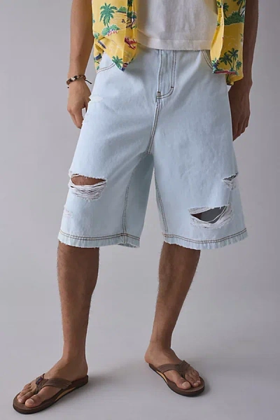 Bdg Astro Baggy Washed Denim Jort In Light Blue, Men's At Urban Outfitters