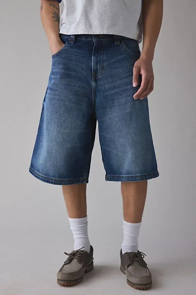 Bdg Astro Baggy Washed Denim Jort In Vintage Denim Medium, Men's At Urban Outfitters