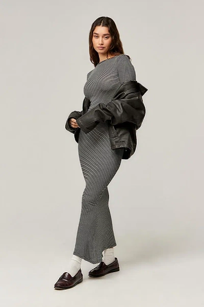 Bdg Aubrette Long Sleeve Maxi Dress In Grey, Women's At Urban Outfitters