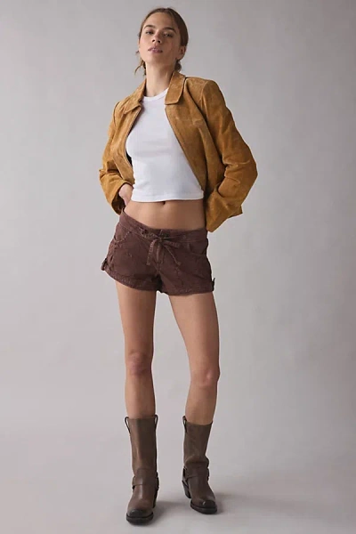 Bdg Bailey Cotton Twill Utility Micro Short In Chocolate, Women's At Urban Outfitters