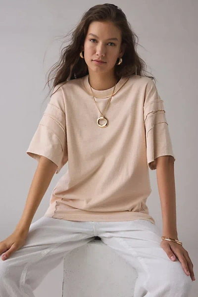 Bdg Bennie Overdye Cotton Oversized Tee In Cream, Women's At Urban Outfitters In Neutral