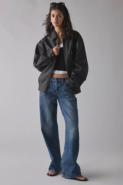 Bdg Billie Faux Leather Oversized Bomber Jacket In Black, Women's At Urban Outfitters