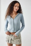 Bdg Billie Hooded Henley Top In Light Blue At Urban Outfitters In Light Blue