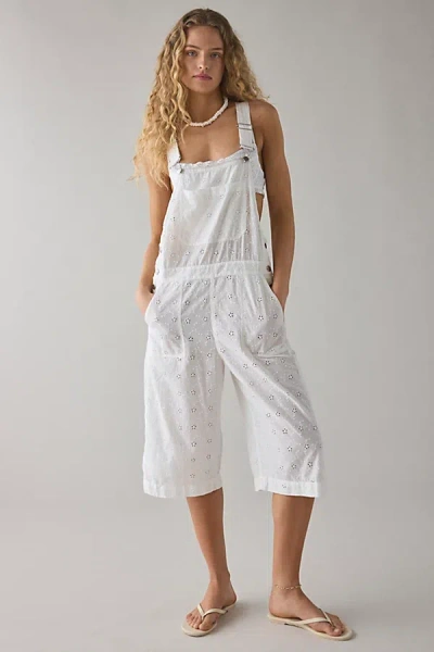 Bdg Billy Semi-sheer Eyelet Lace Shortall In White, Women's At Urban Outfitters