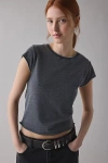 Bdg Binx Raw-edge Cropped Baby Tee In Black, Women's At Urban Outfitters