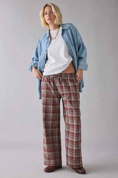Bdg Blake Plaid Pull-on Baggy Pant In Brown, Women's At Urban Outfitters In Multi